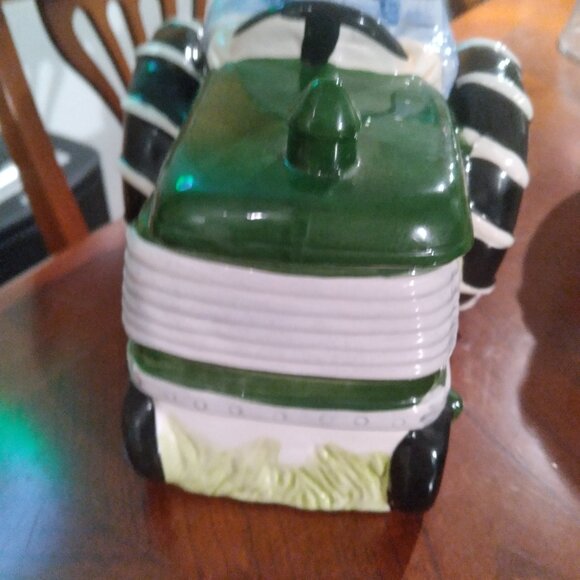 Vintage Farmer Green Tractor Cookie Jar Large - Picture 3 of 4